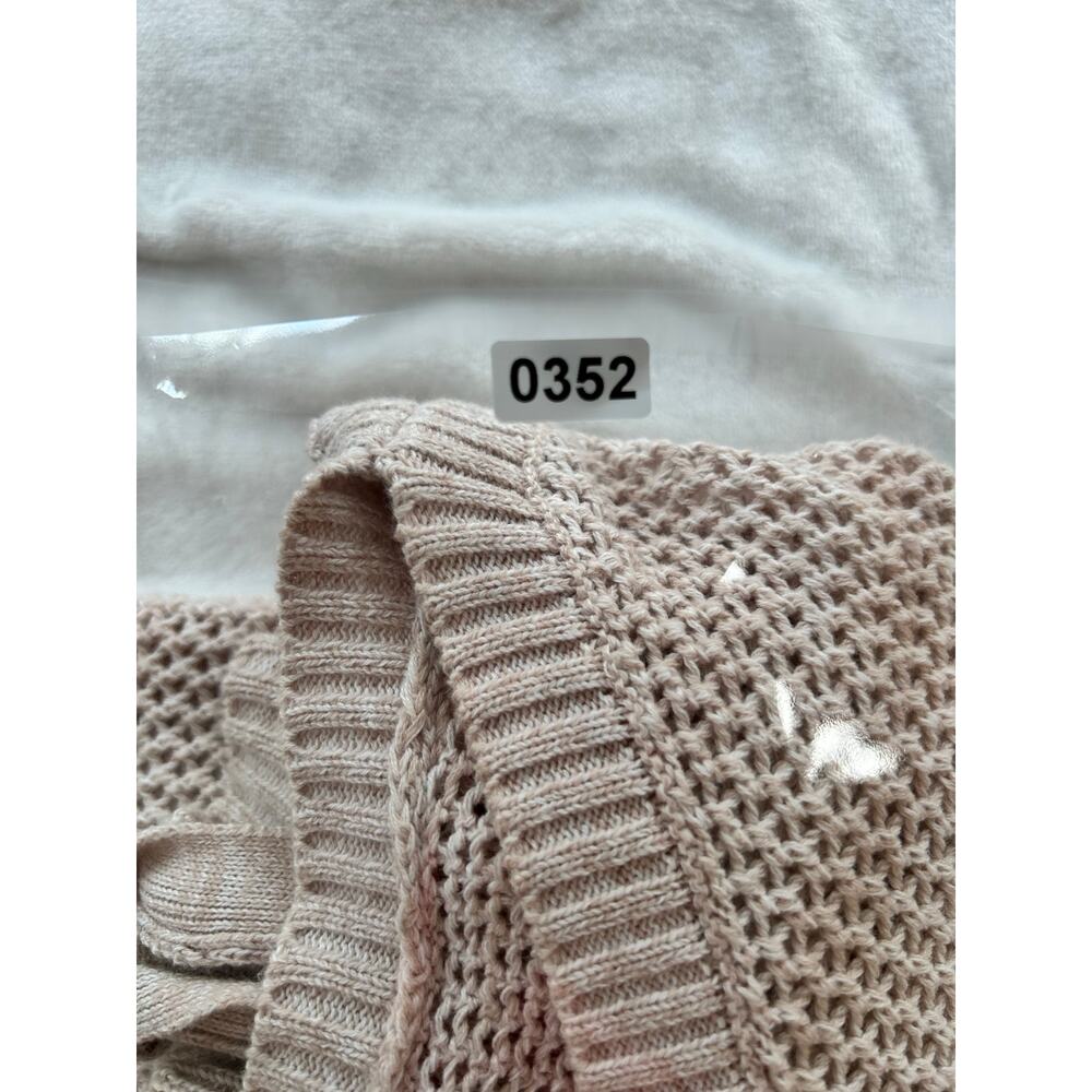 Lysse Fish Net Long Sweater with Side Ties Beige Beachy Oversized Small XC - Picture 11 of 11